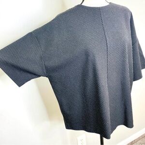 NEW! ST JOHN Pinstripe Oversized Ponte Knit Minimalist Luxe Top M